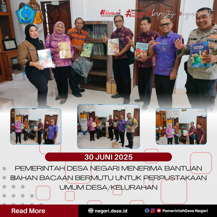 Pemerintah Desa Negari Terima Bantuan Bahan Bacaan Bermutu untuk Perpustakaan Umum
