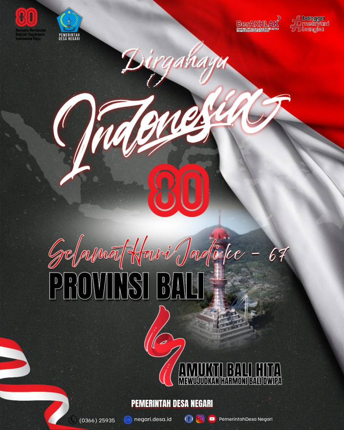 DIRGAHAYU REPUBLIK INDONESIA KE-80 & SELAMAT HARI JADI PROVINSI BALI KE-67