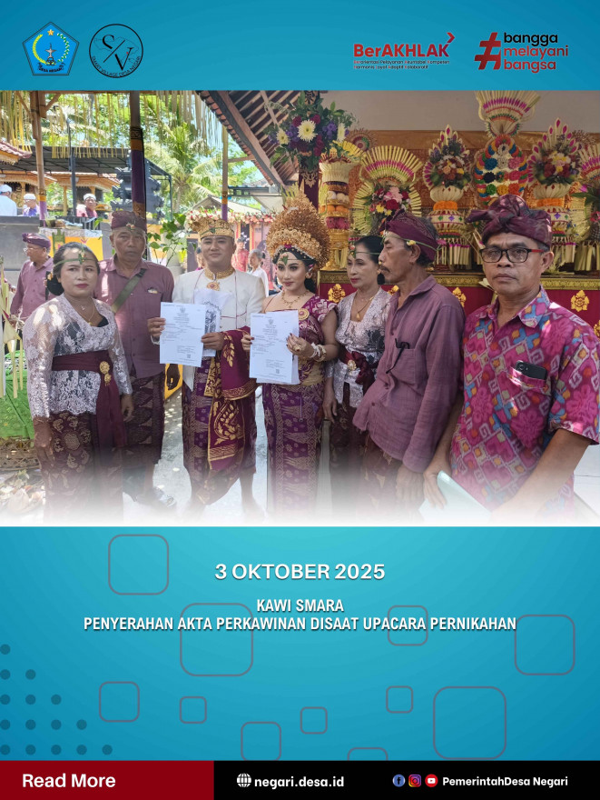 Penyerahan Akta Perkawinan Melalui Program Kawi Smara di Desa Negari