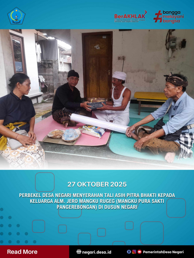 Penyerahan Tali Asih Pitra Bhakti kepada Alm. Jero Mangku Rugeg